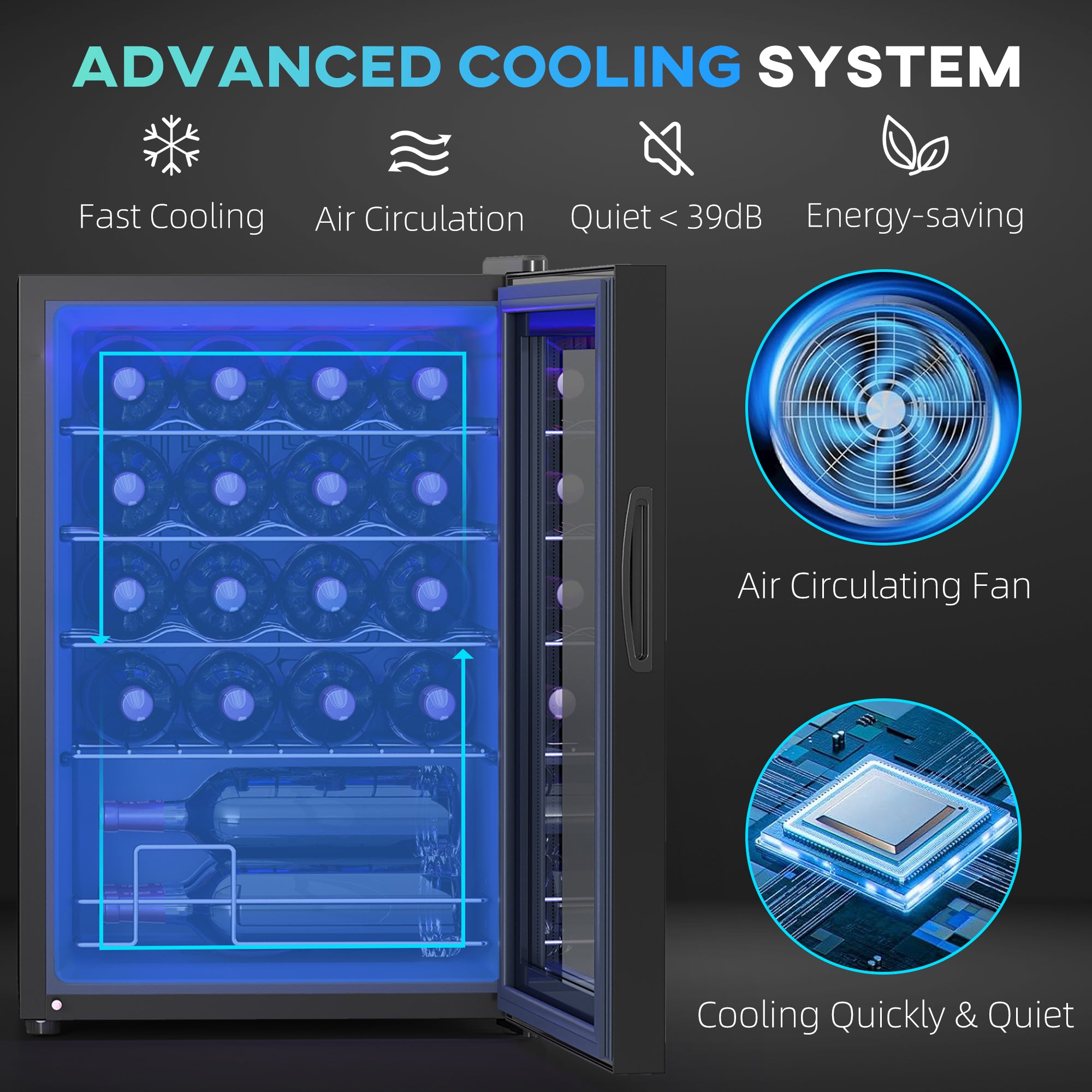 20 Bottle 5-18℃ Countertop Wine Fridge - Black