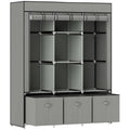 Foldable Fabric Wardrobe for Bedroom, Portable Wardrobe with 5 Shelves, 2 Hanging Rails and 3 Fabric Drawers, Light Grey