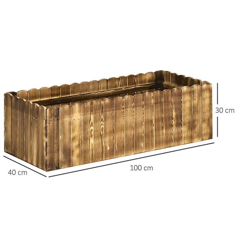 109L Raised Garden Bed, Wooden Rectangle Planter Box, Outdoor Herb Vegetable Flower Pot (100L x 40W x 30H cm)