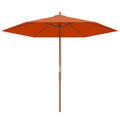 2.5m Wooden Garden Parasol Sun Shade Patio Umbrella Canopy - Orange