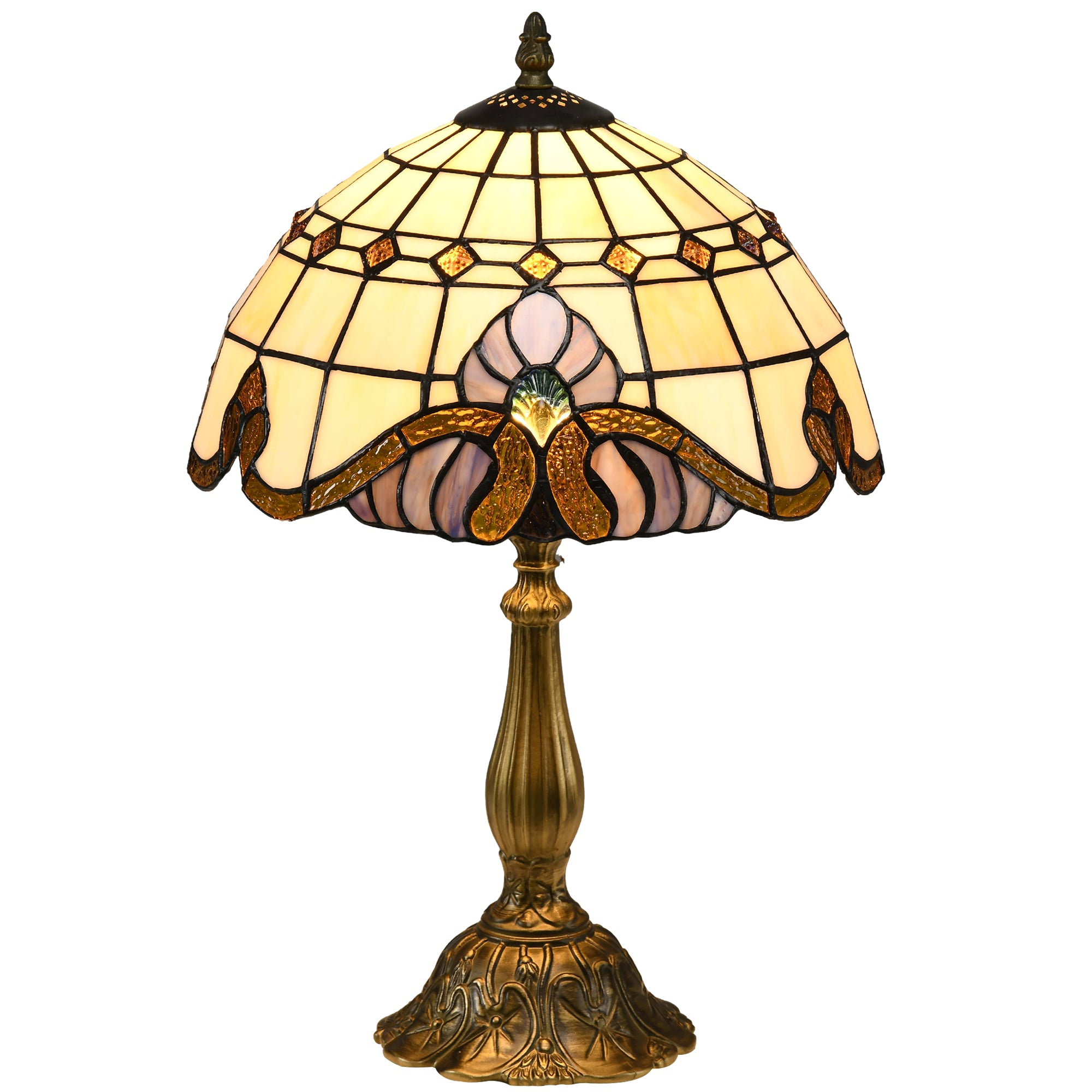 Stained Glass Table Lamp, Handmade Antique Bedside Lamp, Decorative Night Light for Bedroom, Living room, Home, Nightstand