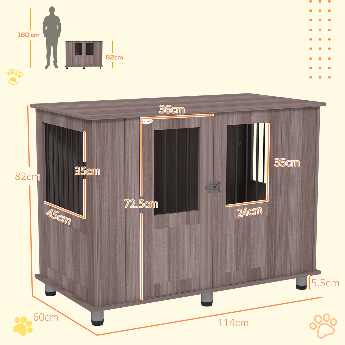 Medium & Large Dog Crate Table with Magnetic Door for Indoor Use - Purple