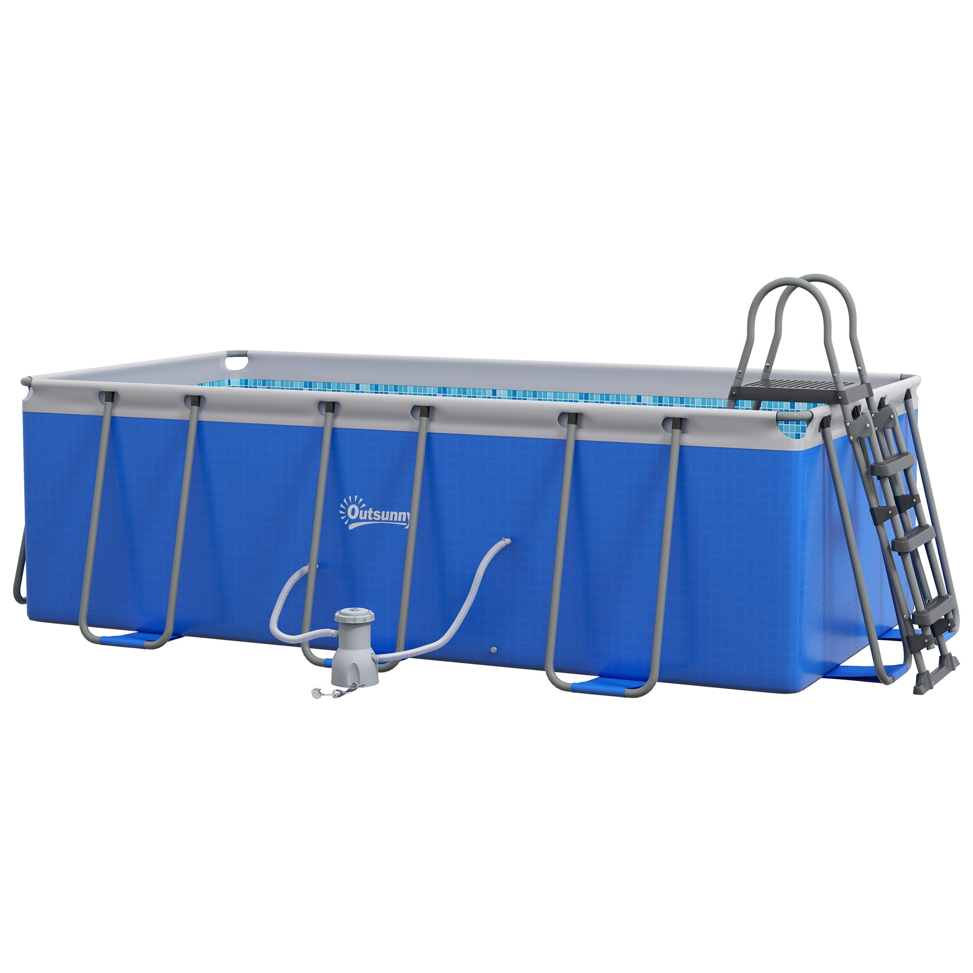 207 x 400cm Five-Person Above Ground Swimming Pool, with Ladder - Blue