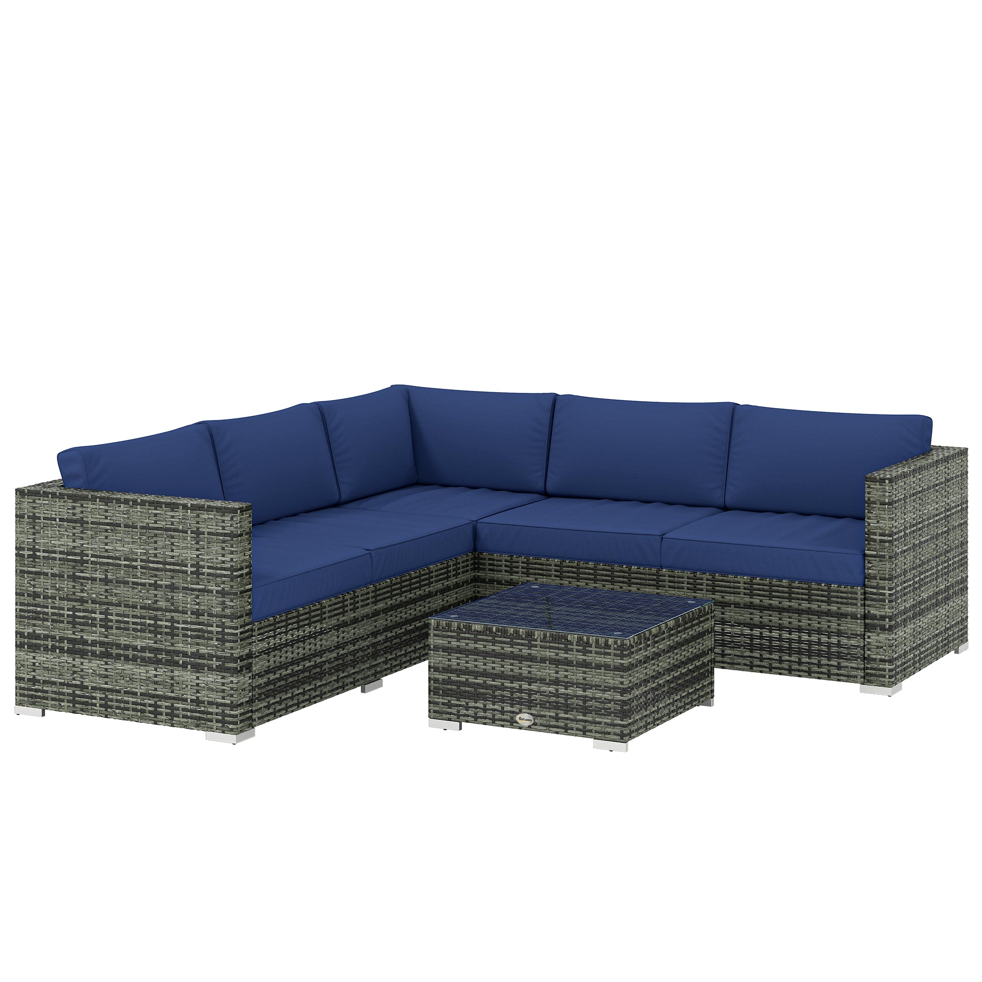 Four-Piece Rattan Sofa Set - Blue
