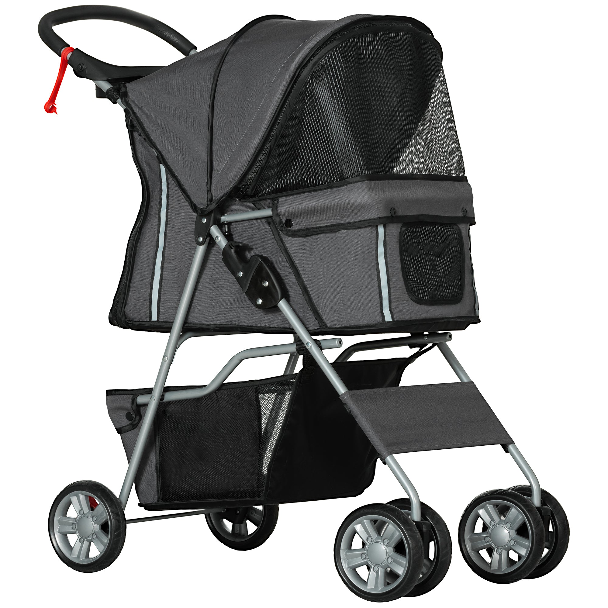 Foldable Pet Stroller for Small and Miniature Dog, Dark Grey