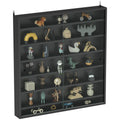 Six Shelf Wall-Mounted Display Cabinet with Glass Doors - Black