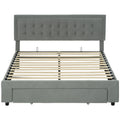 King Size Ottoman Bed Frame with Front Drawer Storage - Grey
