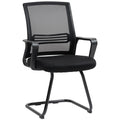 Ergonomic Padded Meeting Desk Chair with Sled Base for Office & Conference - Black