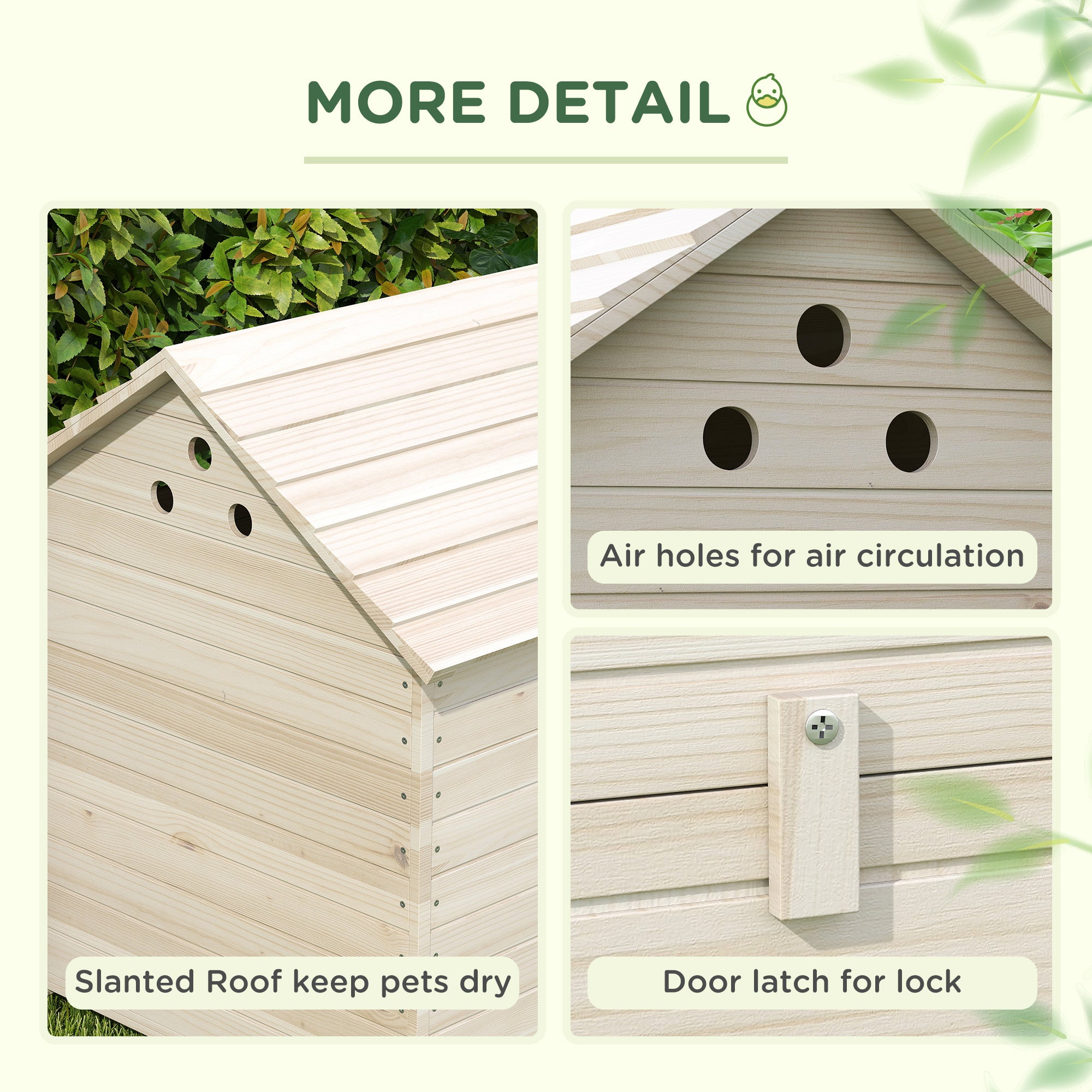 Wooden Duck House Poultry Coop for 2-4 Ducks with Openable Roof Raised Feet Air Holes Natural