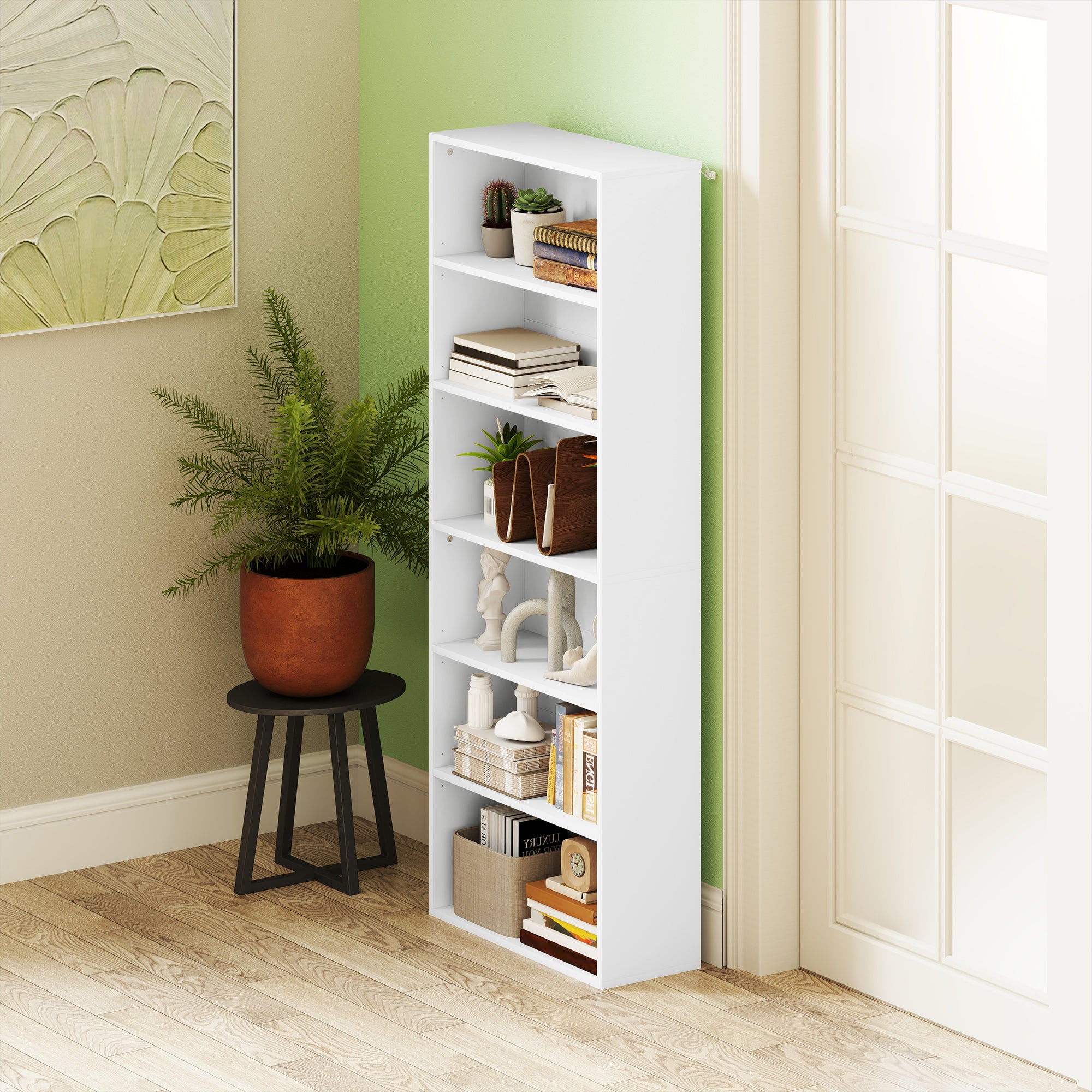 Six Shelf Bookcase - White