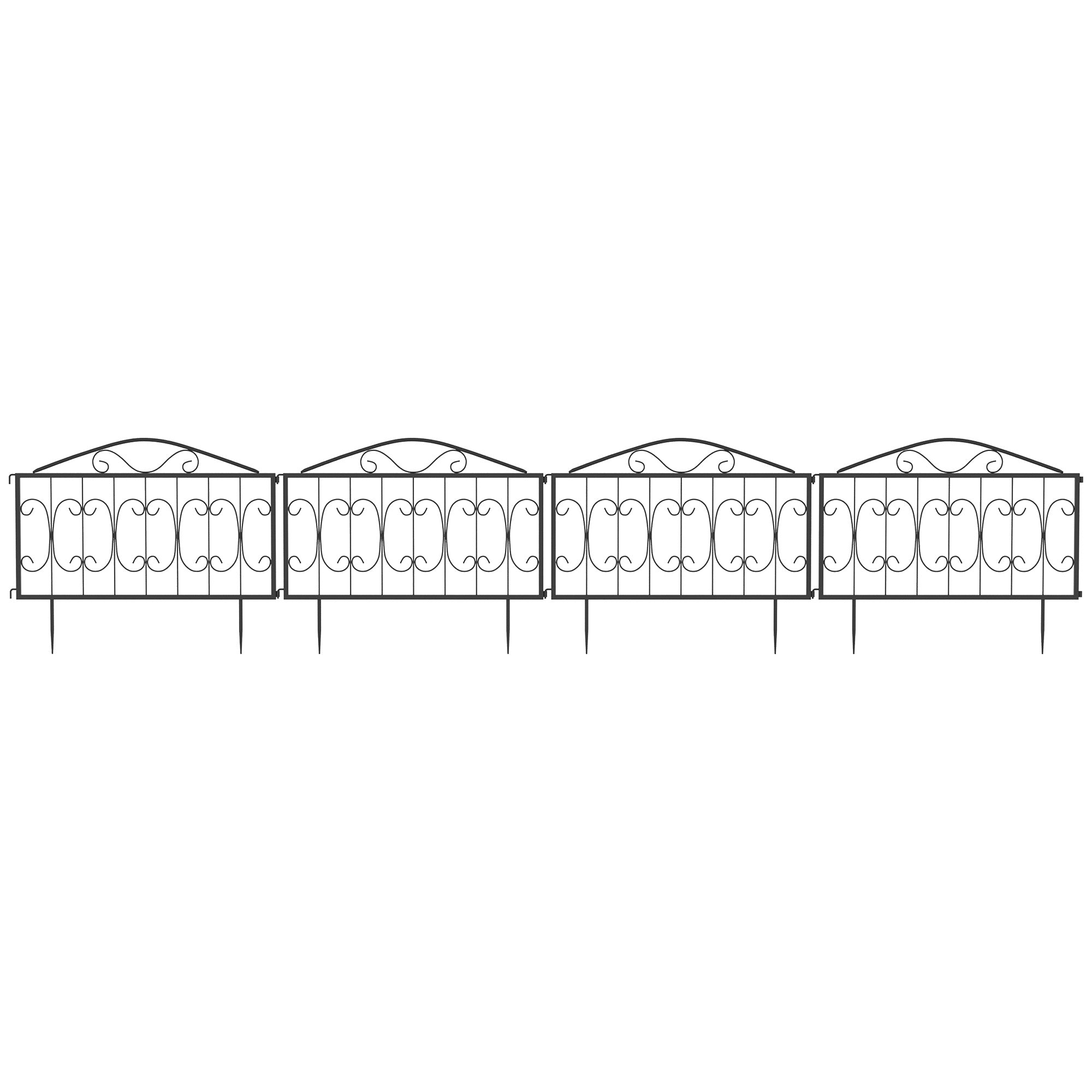 Decorative Garden Fencing, 8PCs Outdoor Picket Fence Panels, Rustproof Metal Wire Landscape Flower Bed Border Edging Animal Barrier, Black