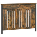 93 x 119cm Rustic-Look Radiator Cover with Drawers - Brown/Black