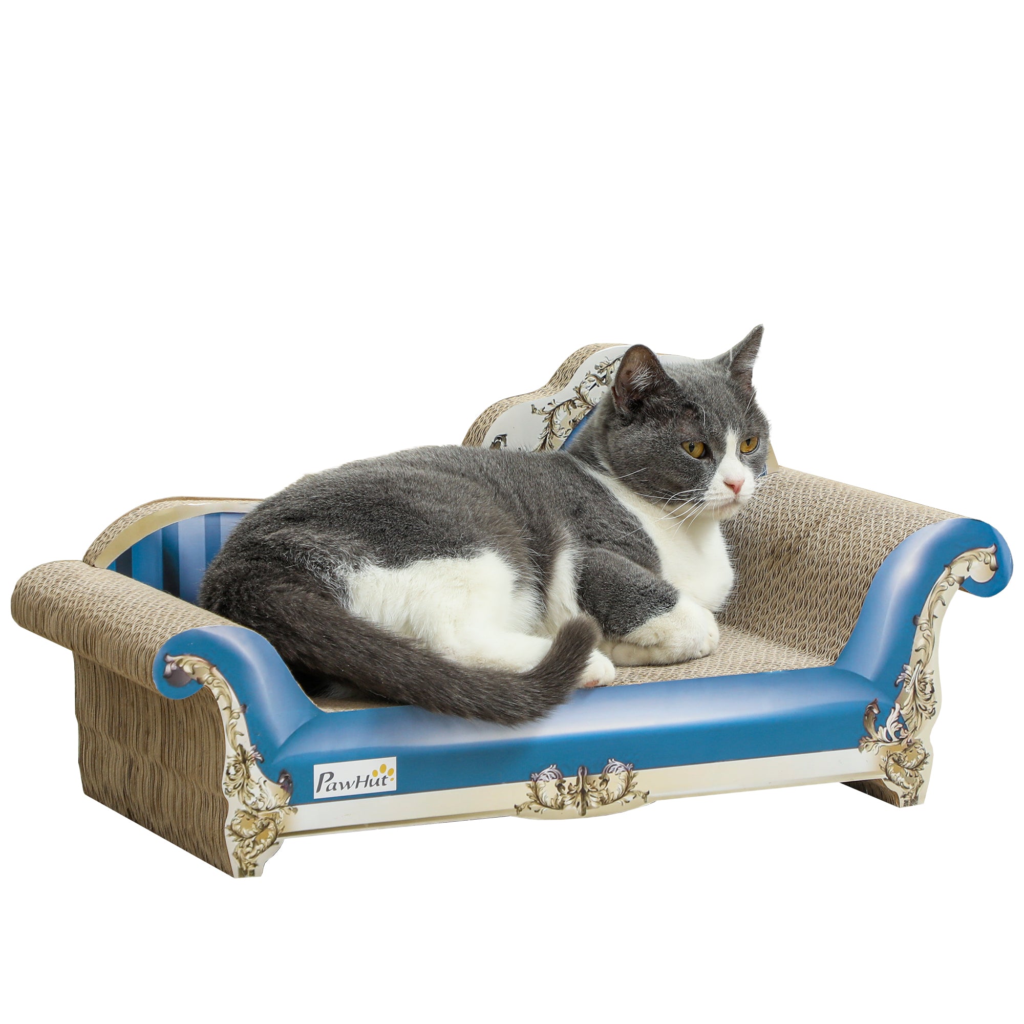 2-in-1 Cat Scratching Board with Catnip for Indoor Cats, 26.5 x 57 x 26.5cm, Blue