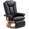 Faux Leather Swivel Recliner Chair with Footrest - Black