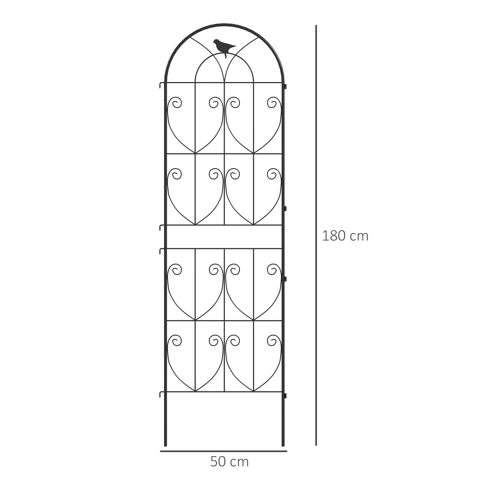 Set of 2 Garden Trellis, Metal Fence Panels for Climbing Outdoor Plants, Flowers, 180 x 50cm