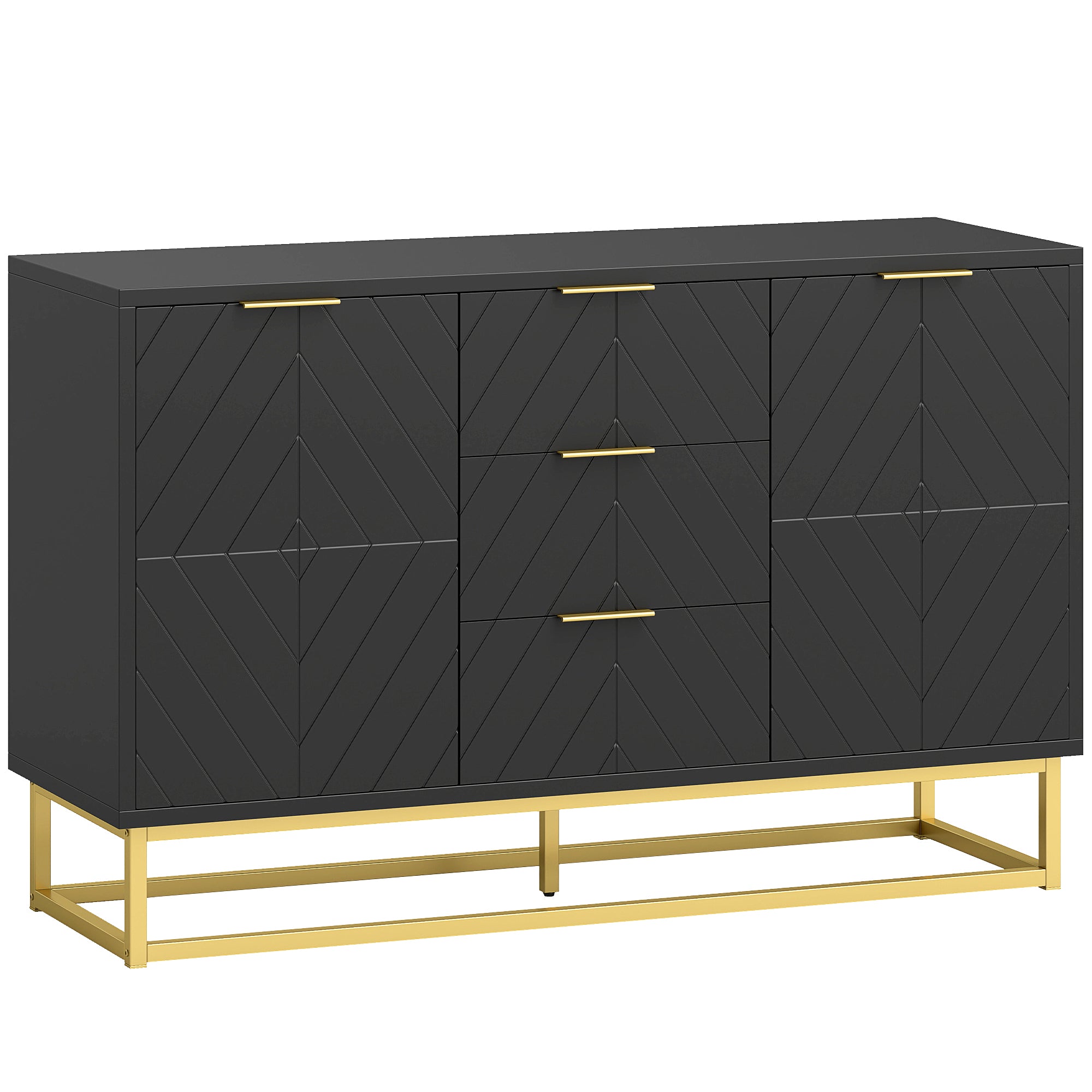 Sideboard with 3 Drawers and Adjustable Shelves for Living Room - Black