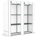 Three-Tier Mini Greenhouse with Zipped Door and Weatherproof Cover - White