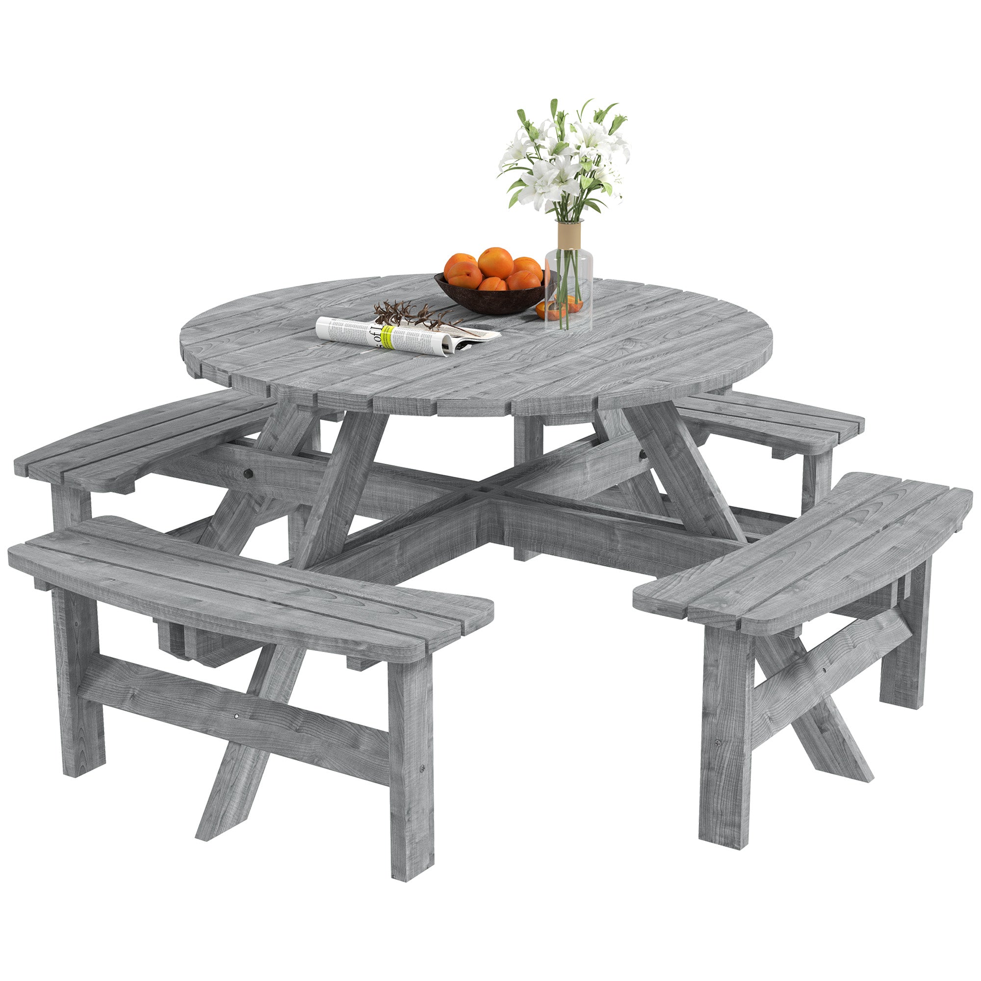 8-Seater Wooden Picnic Set-Fir Wood