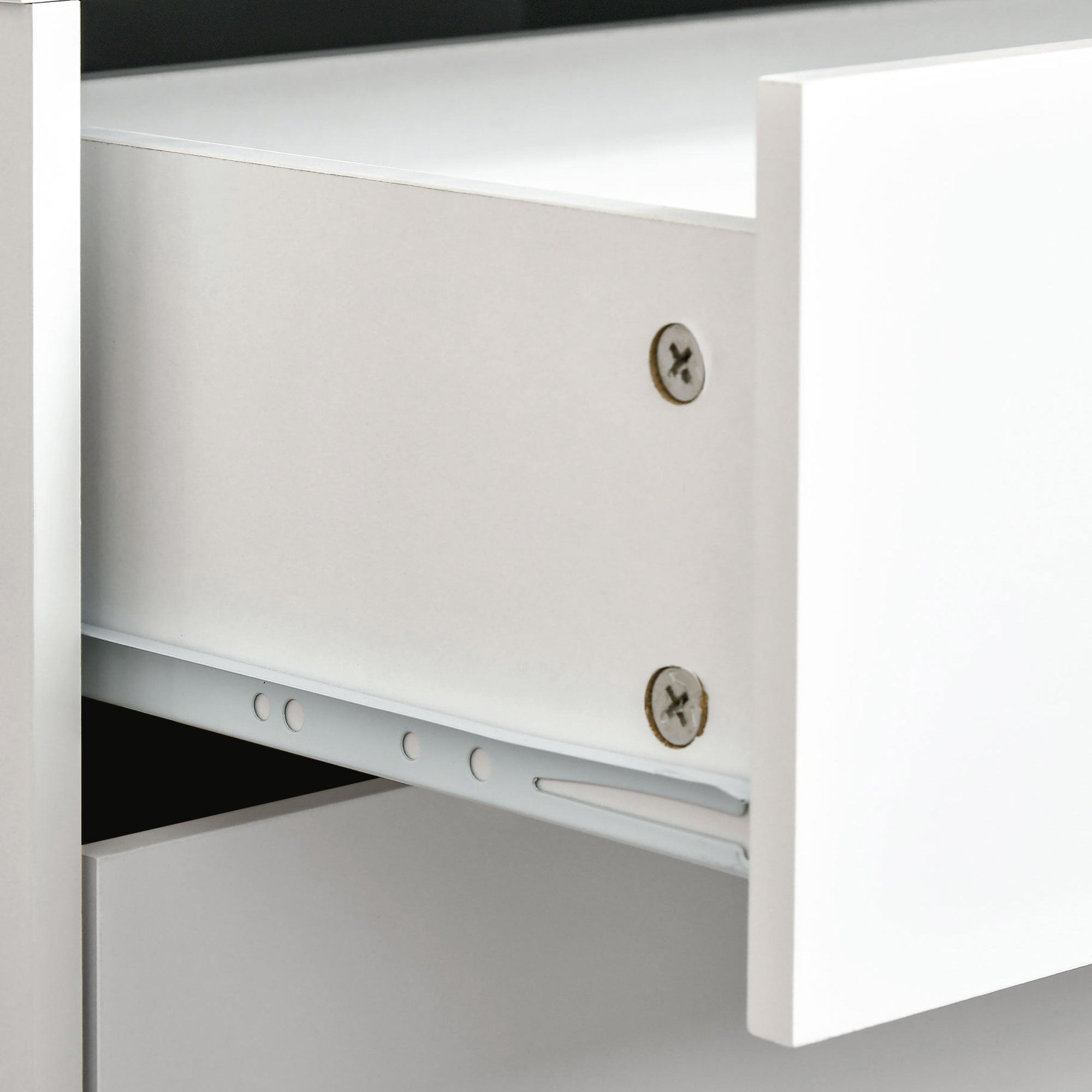 Bedside Table with 2 Drawers and Pine Wood Legs for Bedroom & Living Room - White