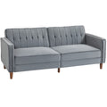 Velvet-Feel Three-Seater Sofa Bed with Adjustable Backs - Dark Grey