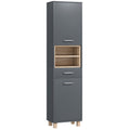 Tall Freestanding Bathroom Storage Cabinet with Drawer and Open Shelves - Grey
