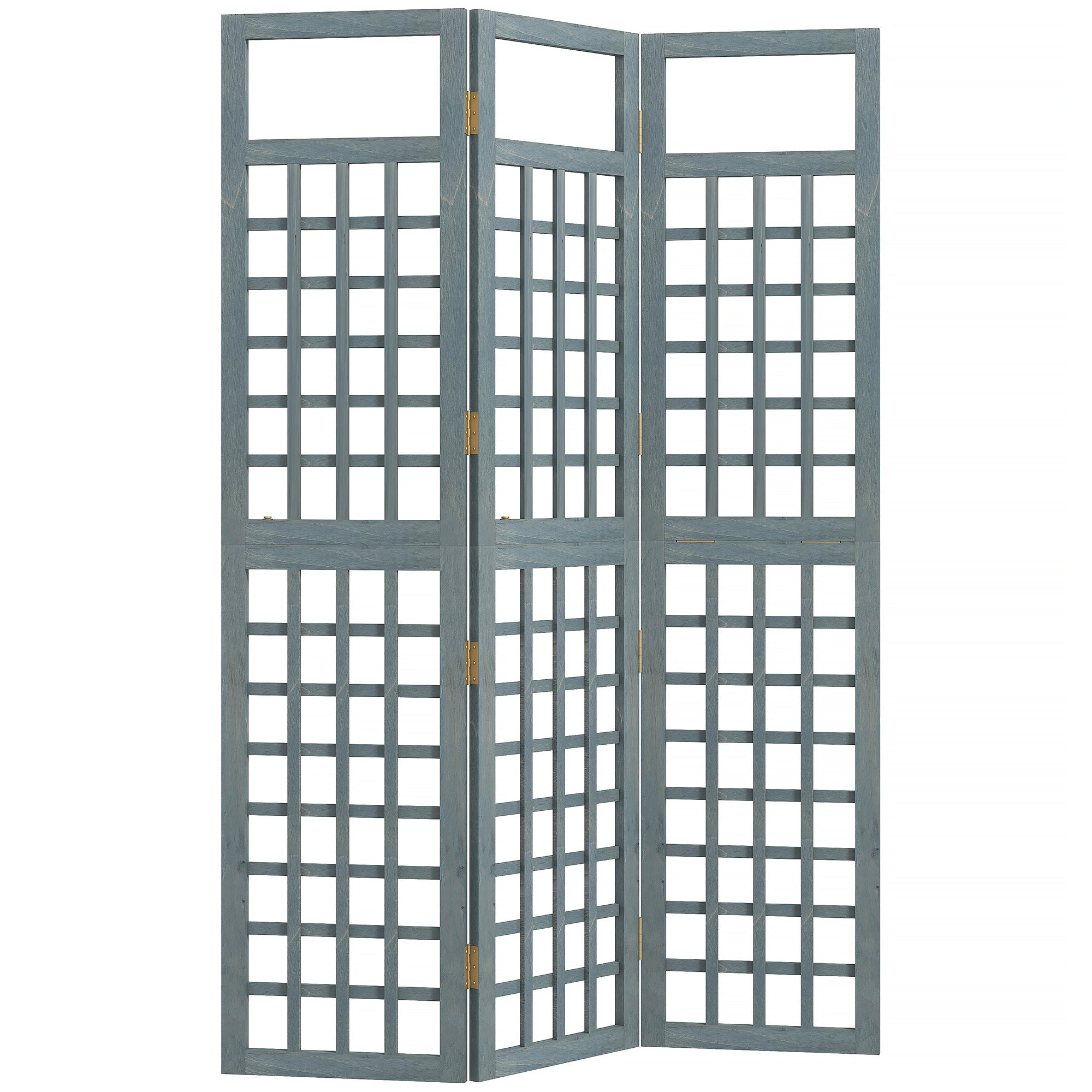 3-Panel Garden Privacy Screen, Freestanding Foldable Wooden Outdoor Divider/Trellis, Decorative Privacy Screen, Grey