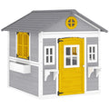 Wooden Playhouse with Doors, Windows, Plant Pots, Boxes, for 3-8 Years - Grey
