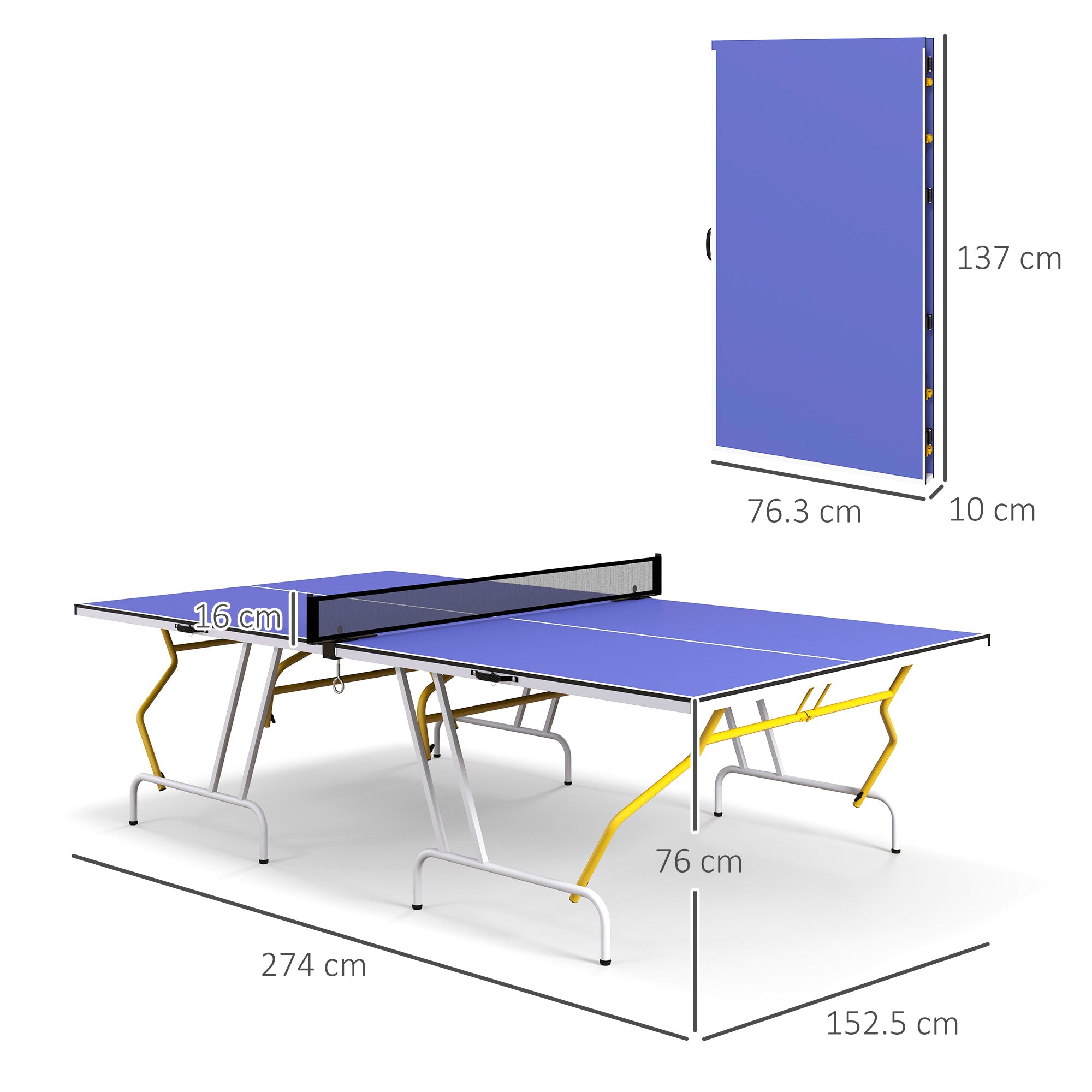 9FT Foldable Table Tennis Table, with Cover, Net, Paddles, Balls - Blue