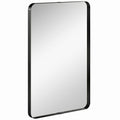 HOMCOM Rectangular Wall Mirror, 90 x 60 cm Wall Mounted Bathroom Mirror with Aluminium Alloy Frame and Tempered Glass, Black