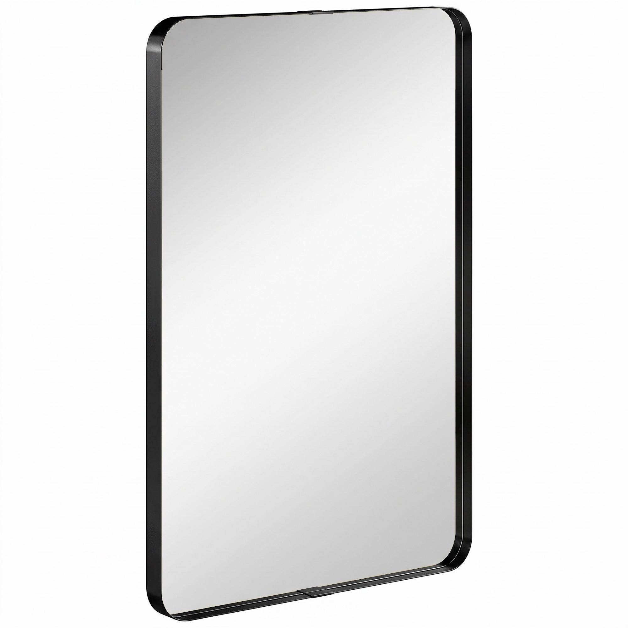 HOMCOM Rectangular Wall Mirror, 90 x 60 cm Wall Mounted Bathroom Mirror with Aluminium Alloy Frame and Tempered Glass, Black