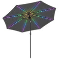 3 m Garden Parasol Umbrella with 112 Solar Powered LED Lights, Patio Umbrella with Crank Handle, Grey