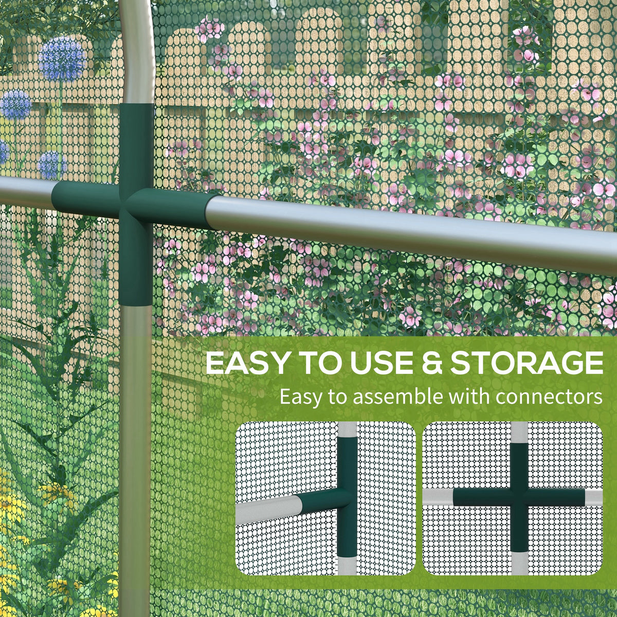 Galvanised Steel 360x120cm Fruit Cage with Zipped Door - Green
