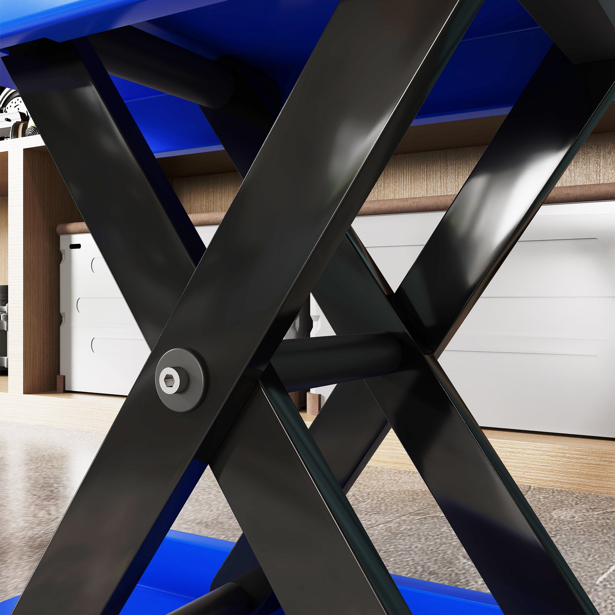 DURHAND 500KG Motorcycle Lift Scissor Jack, Height Adjustable Motorbike Stand with Anti-Slip Wide Deck, Heavy Duty Steel Motorbike Repair Lift Hoist Stand for Home Garage, Blue