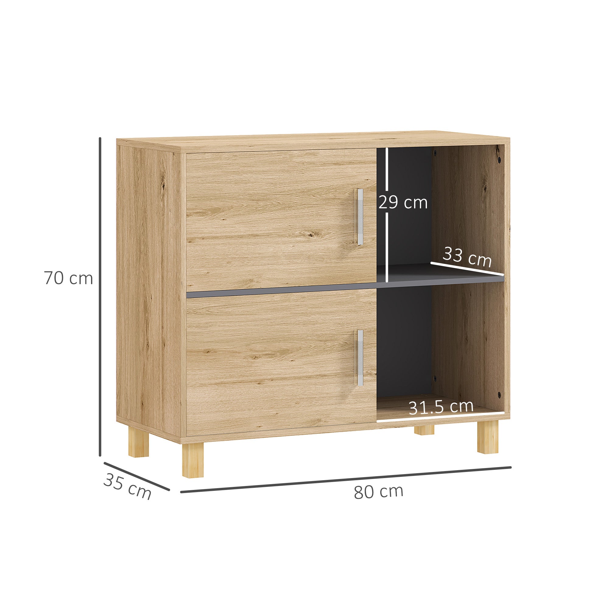 Bathroom Cabinet, Freestanding Bathroom Cabinet with Open Compartments and Double Doors