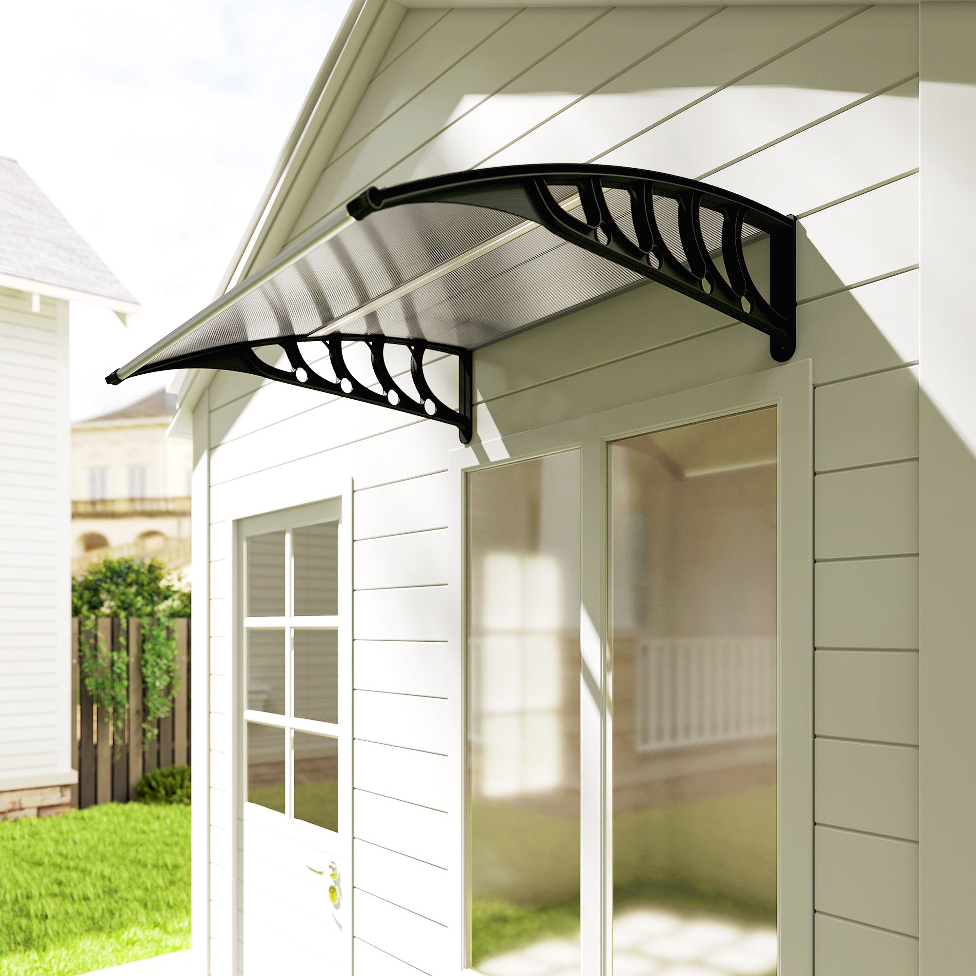 Front Door Canopy, Outdoor Awning, Rain Shelter for Window, Porch and Front/Back Door, 103 x 96.5 cm, Clear