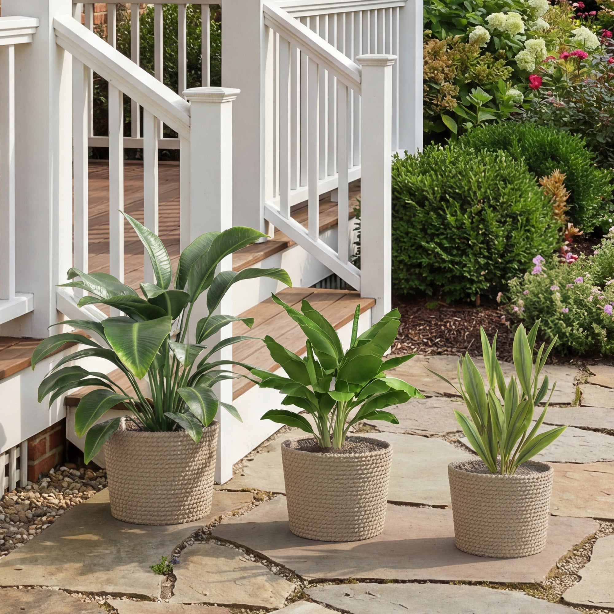 Seagrass Planters Set of 3 Plant Pots for Indoor Outdoor Patio Balcony Natural