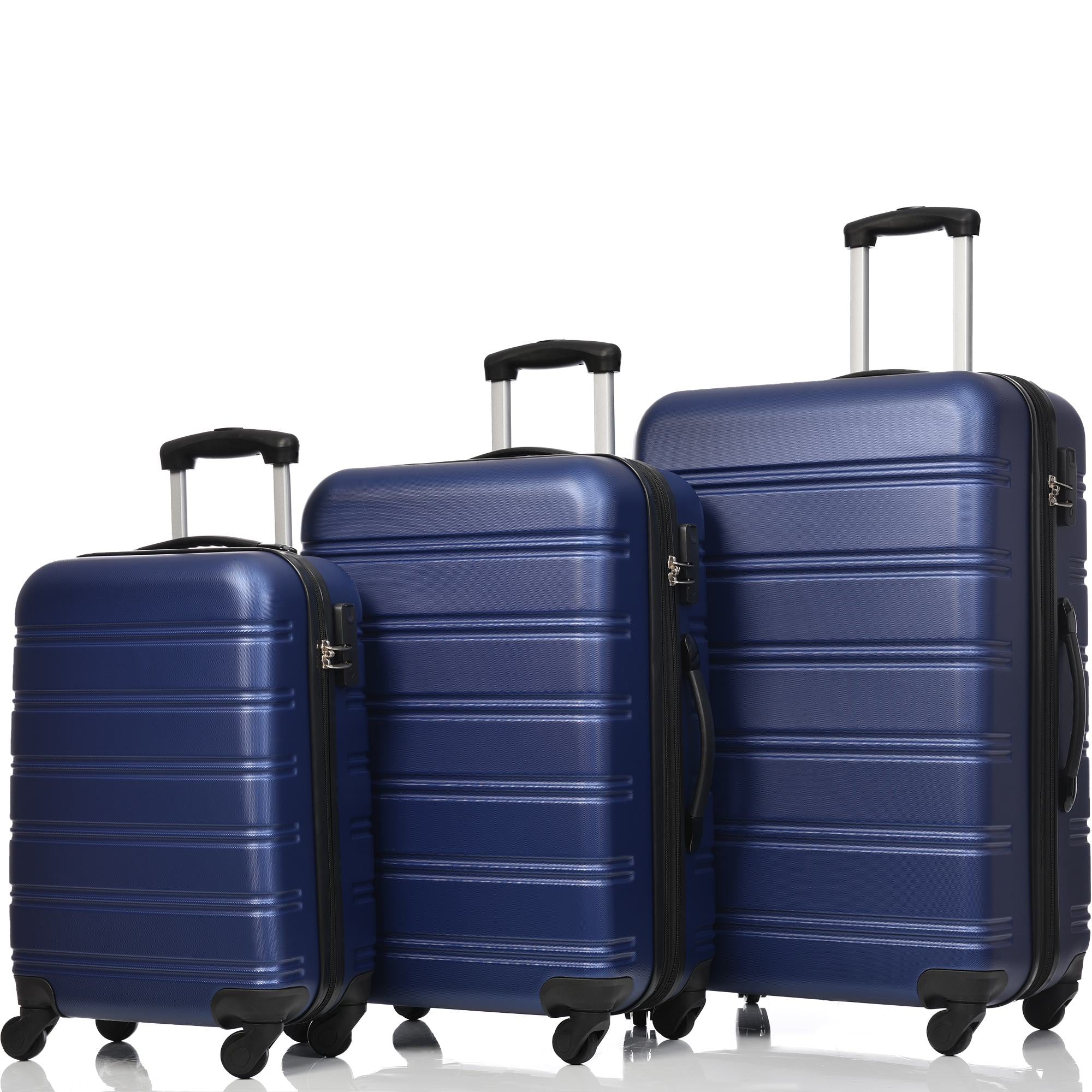 20" 4-Wheel ABS Hard Shell Travel Trolley Suitcase with Silent Universal Wheels, Luggage with Combination Lock, 35L × 23W × 57H cm, Deep Blue