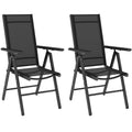 Set of 2 Folding Camping Chairs with Aluminium Frame and Breathable Mesh - Black