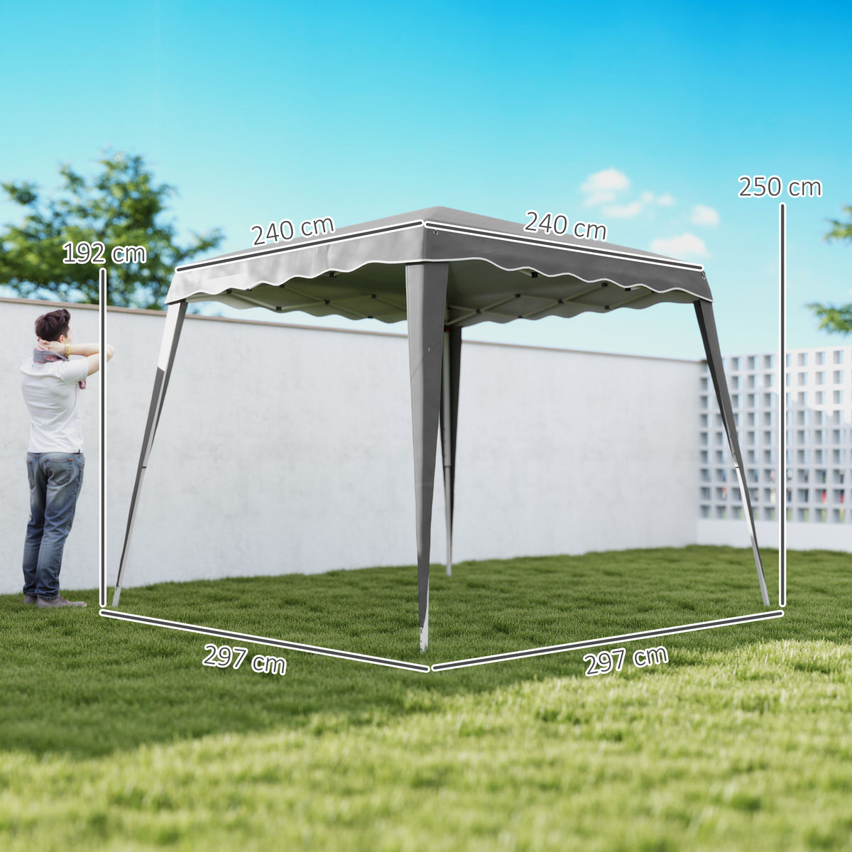 2.5 x 2.5M Pop Up Garden Tent with Steel Frame - Grey