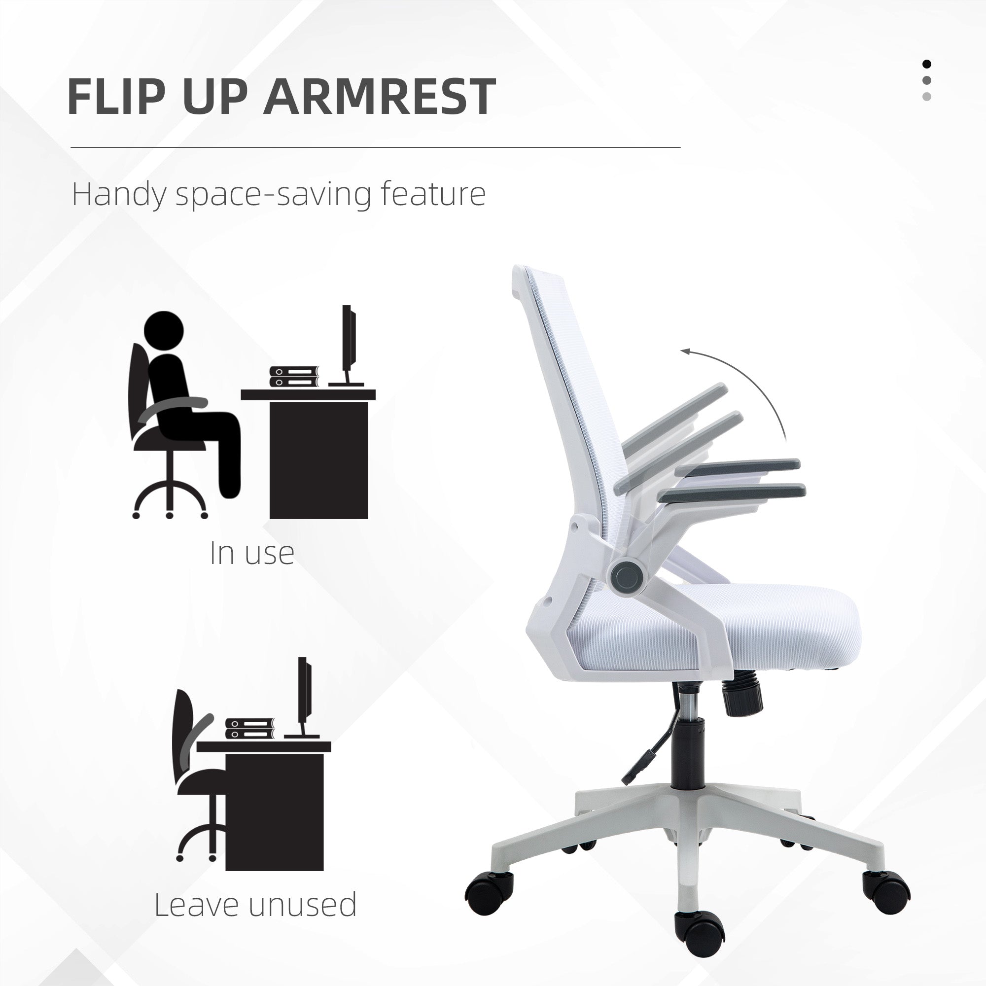 Office Chair, with Lumbar Support - White