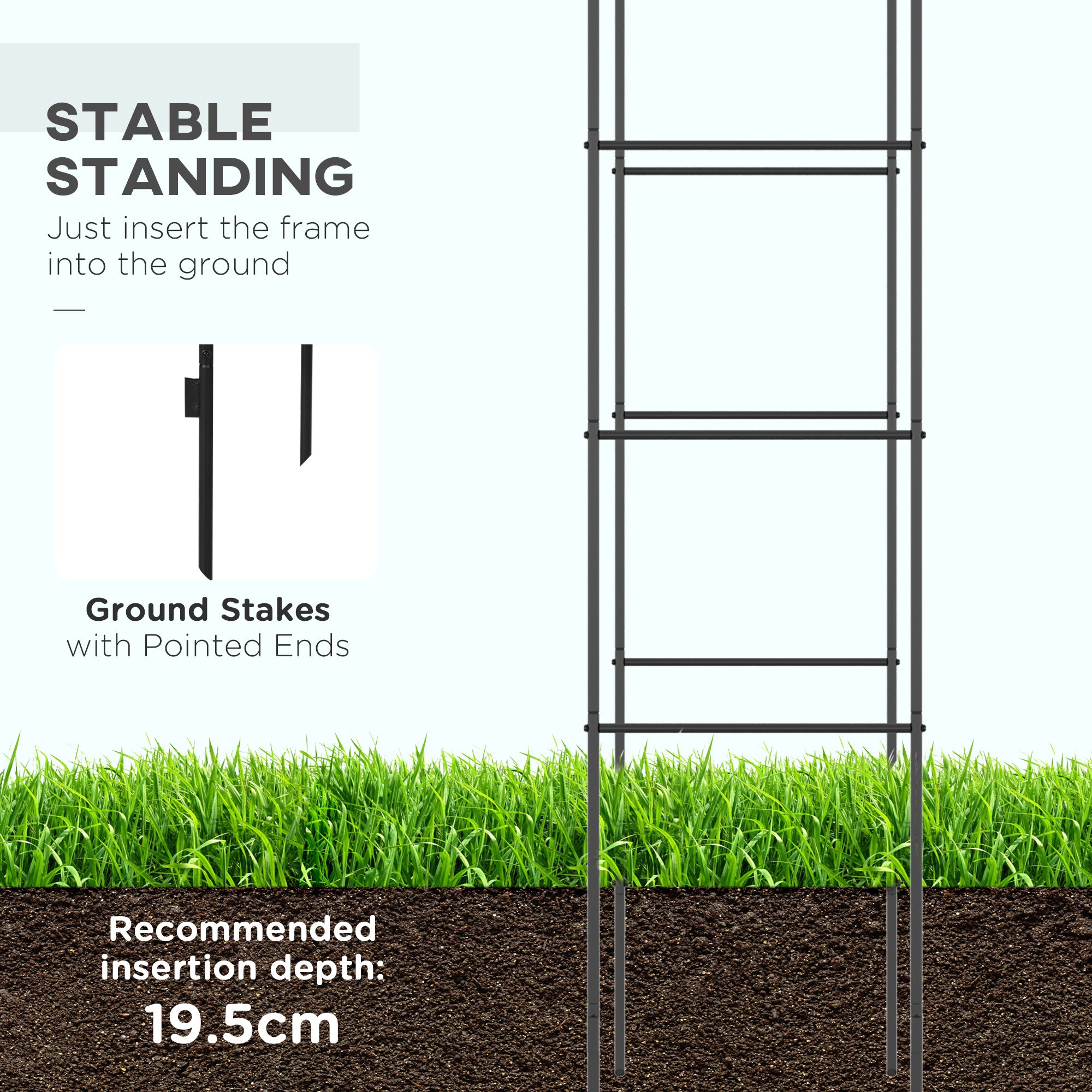 Outdoor Garden Arch, Metal Garden Arbor for Climbing Plants, Roses, Vines, Wedding Arch for Outdoor, 140L x 40W x 240H cm, Black