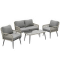 Rattan Garden Furniture Set, 4 Piece Outdoor Patio Furniture with Tempered Glass Table and Chairs, Indoor Balcony Conservatory Set