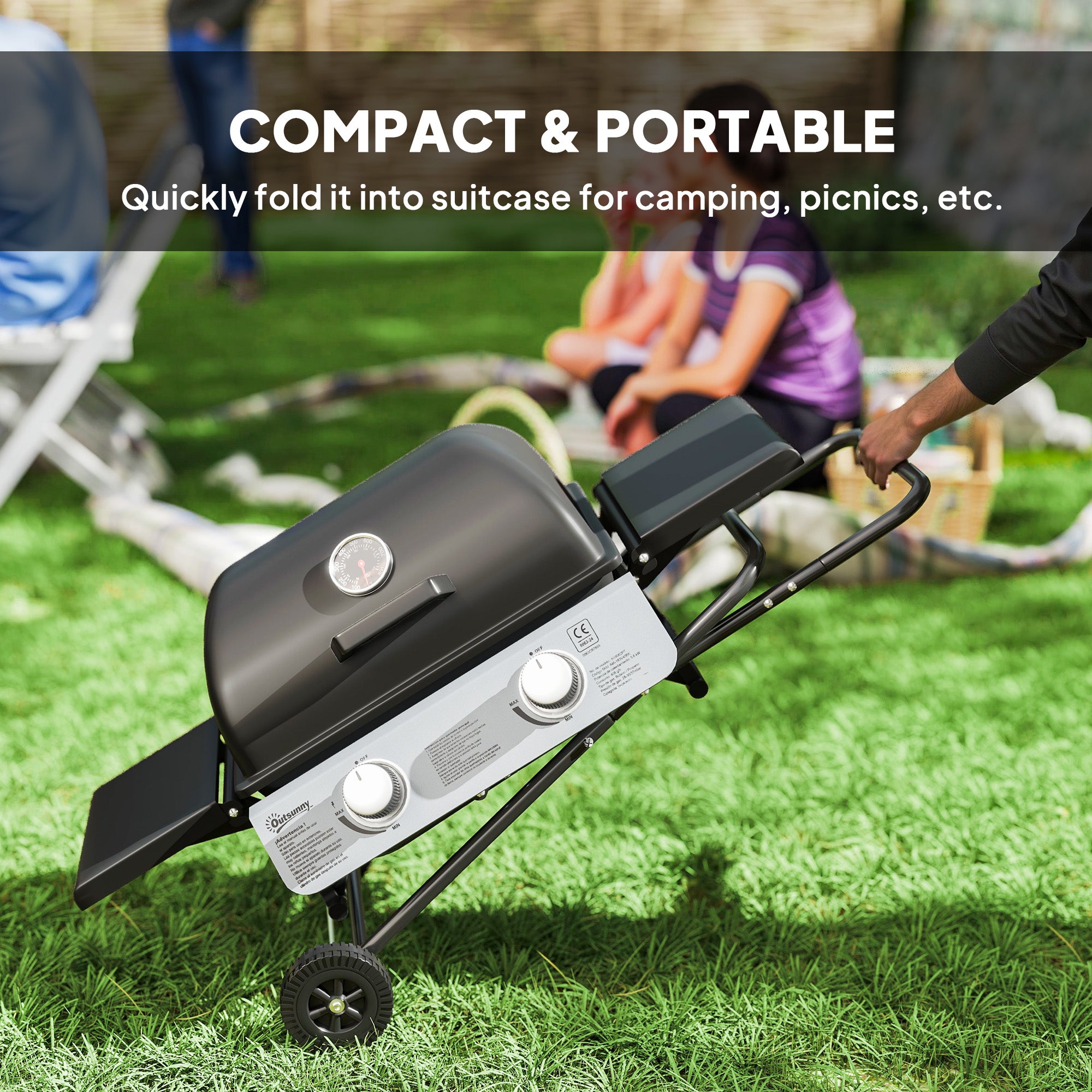Two-Burner Portable Suitcase BBQ - Black
