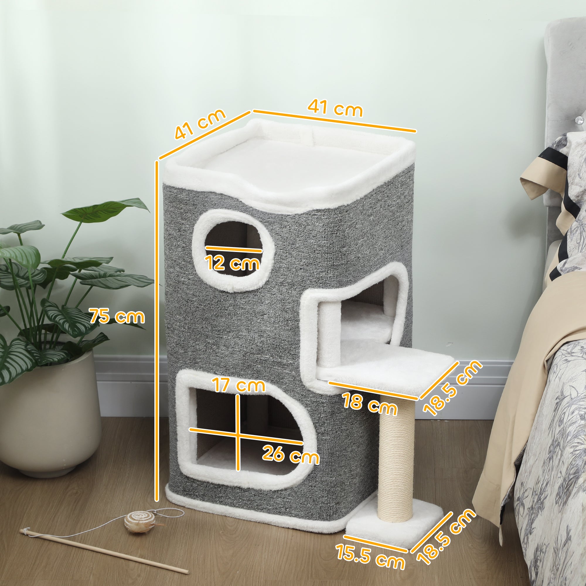 75 cm Cat Tree, Cat Tower Condo for Indoor Cats with Scratching Post, Jumping Platform, Grey