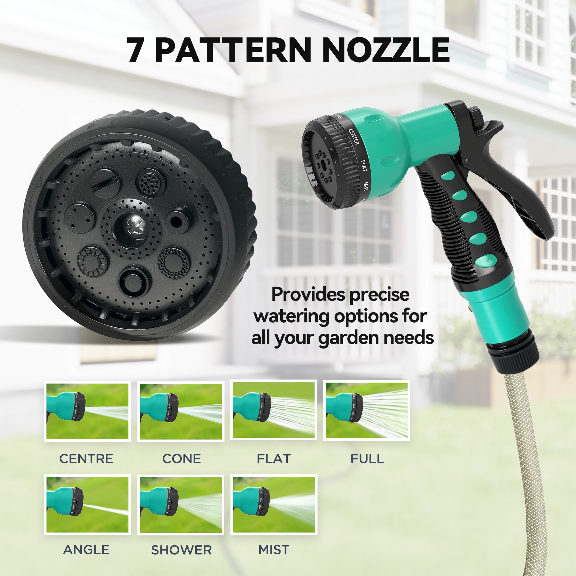 Retractable Hose Reel Wall Mounted, 20+2m Garden Hose Pipe Reel with Lock, Auto Rewind, 7 in 1 Spray Nozzle, Includes Wall Fixings, 180° Swivel, Outdoor Watering, 54 x 20 x 39 cm, Black