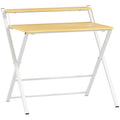 Compact Folding 2-Tier Computer Desk with Storage Shelf 86x66x82 cm - Maple Wood-effect