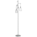 3-Light Floor Lamp, 170cm Industrial Dimmable Standing Lamp with Steel Wire Cage Lampshades for Living Room, Bedroom, Dining Room, Study, Bulb Not Included, Silver Tone