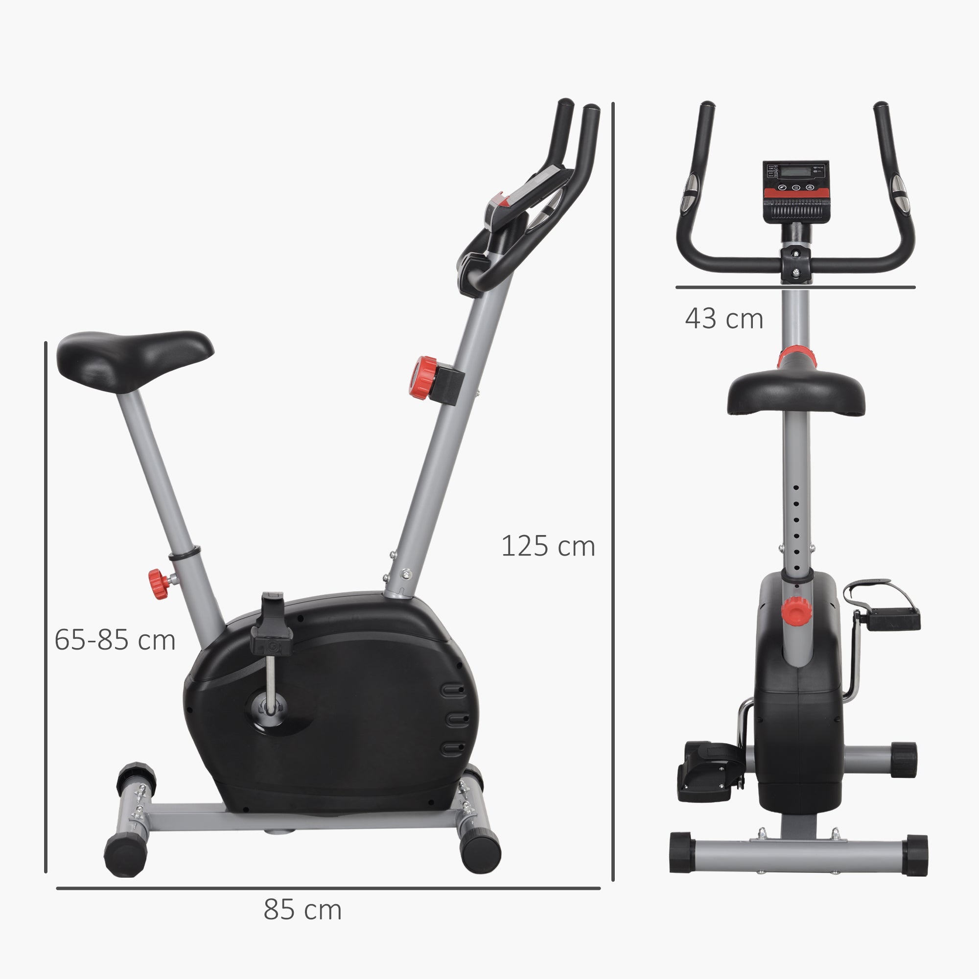 Quiet Exercise Bike with 8-Level Magnetic Resistance and Heart Rate Sensor, for Home Gym, Grey and black