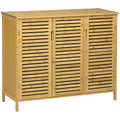 Rustic Shoe Cabinet, 3 Door Shoe Storage Cabinet with 8 Shelves, Natural Wood Finish