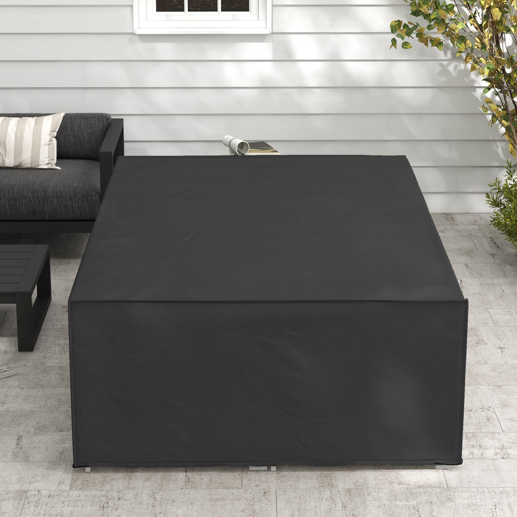Waterproof Outdoor Furniture Cover 155x222cm Oxford Fabric Black